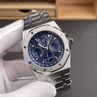 Audemars Piguet Royal Oak Perpetual Calendar Blue Dial 26574ST 41mm super clone watch dial detail