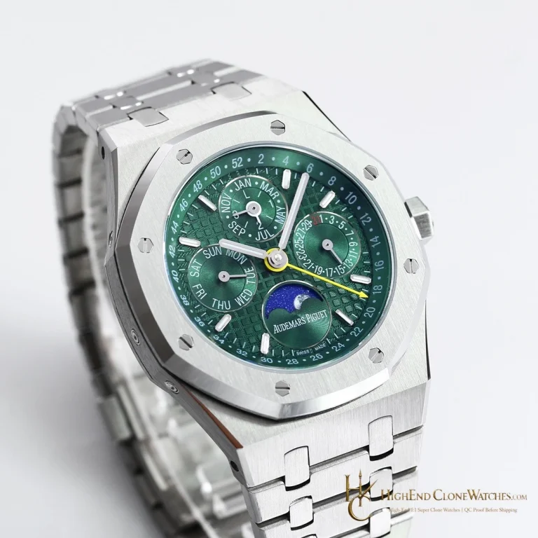 Audemars Piguet Royal Oak Perpetual Calendar Green Dial 26606ST 41mm super clone watch dial detail