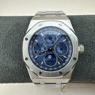 Audemars Piguet Royal Oak Perpetual Calendar ice blue dial 26574PT 41mm super clone watch front view