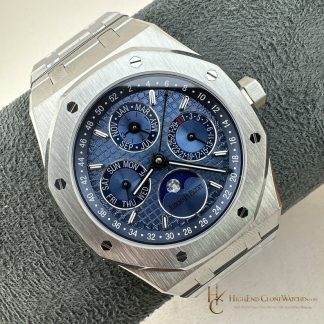 Audemars Piguet Royal Oak Perpetual Calendar ice blue dial 26574PT 41mm super clone watch dial detail