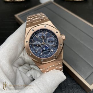 Audemars Piguet Royal Oak Perpetual Calendar Rose Gold Blue Dial 26574OR 41mm super clone watch dial detail