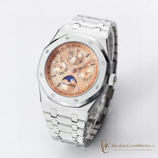 Audemars Piguet Royal Oak Perpetual Calendar Salmon Dial 26615TI 41mm super clone watch front view