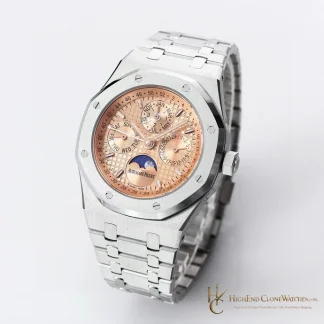 Audemars Piguet Royal Oak Perpetual Calendar Salmon Dial 26615TI 41mm super clone watch front view