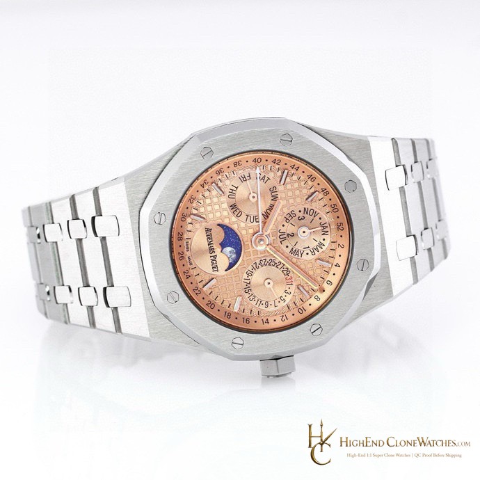 Audemars Piguet Royal Oak Perpetual Calendar Salmon Dial 26615TI 41mm super clone watch side case profile