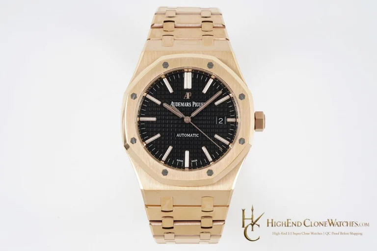 Audemars Piguet Royal Oak Rose Gold 15400 Black Dial super clone watch front view