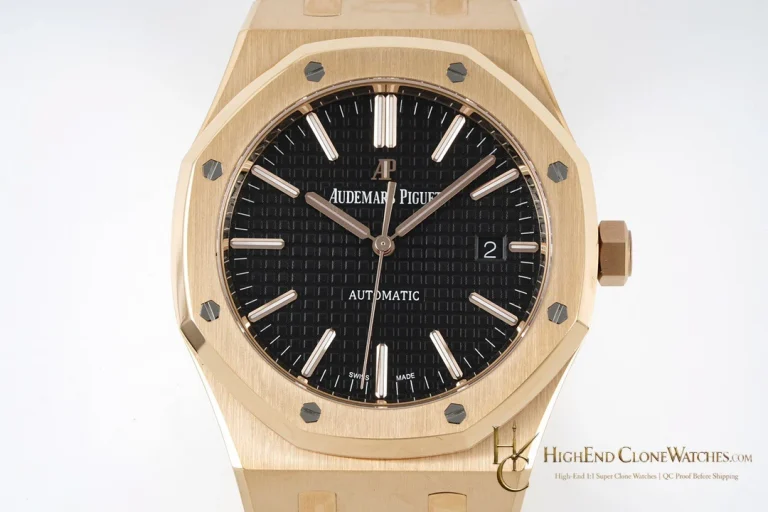 Audemars Piguet Royal Oak Rose Gold 15400 Black Dial super clone watch dial detail