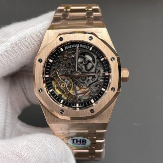 Audemars Piguet Royal Oak Rose Gold 15407 Skeleton Dial super clone watch front view