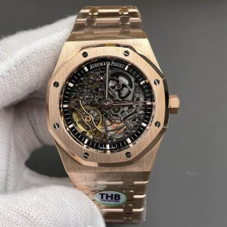 Audemars Piguet Royal Oak Rose Gold 15407 Skeleton Dial super clone watch front view