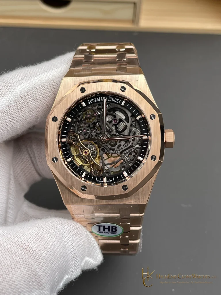 Audemars Piguet Royal Oak Rose Gold 15407 Skeleton Dial super clone watch front view