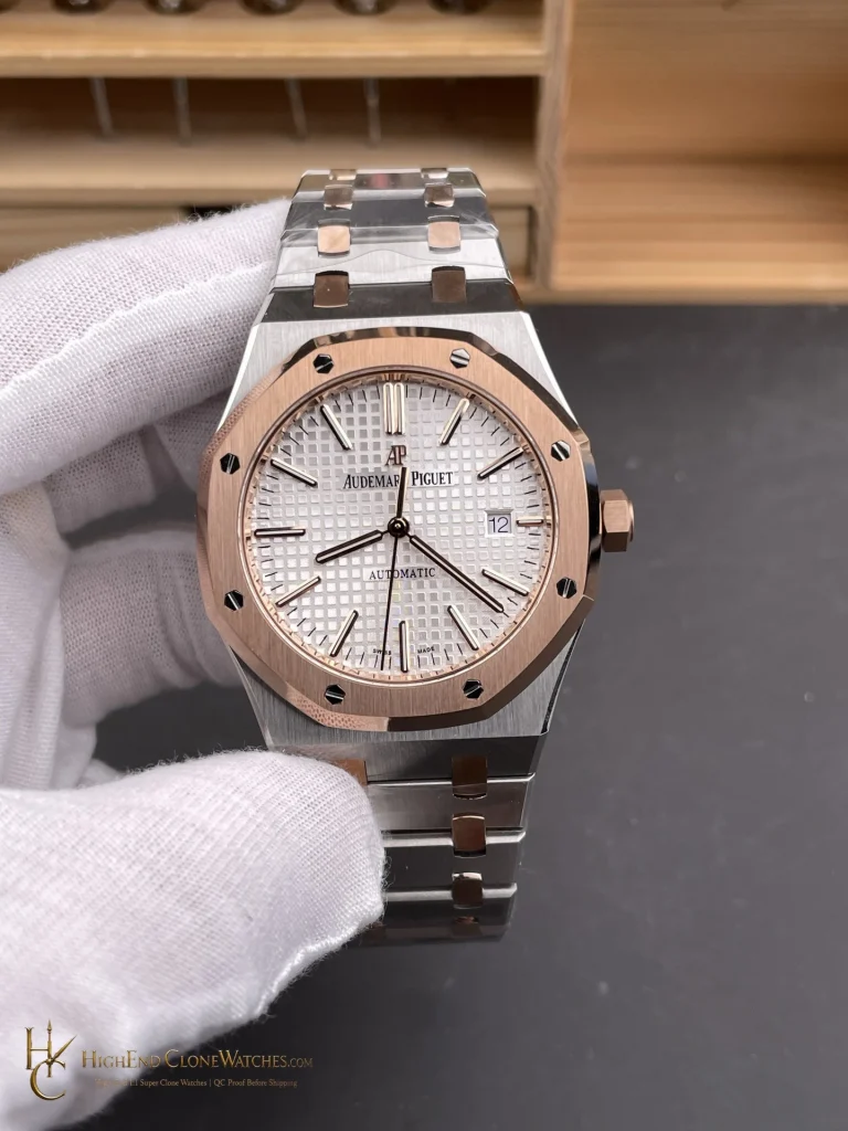 Audemars Piguet Royal Oak Rose Gold 15450SR White Dial 37mm super clone watch front view