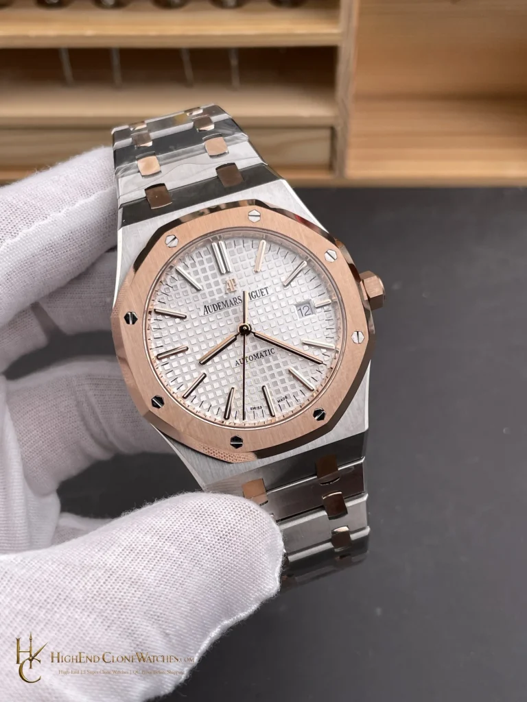 Audemars Piguet Royal Oak Rose Gold 15450SR White Dial 37mm super clone watch dial detail