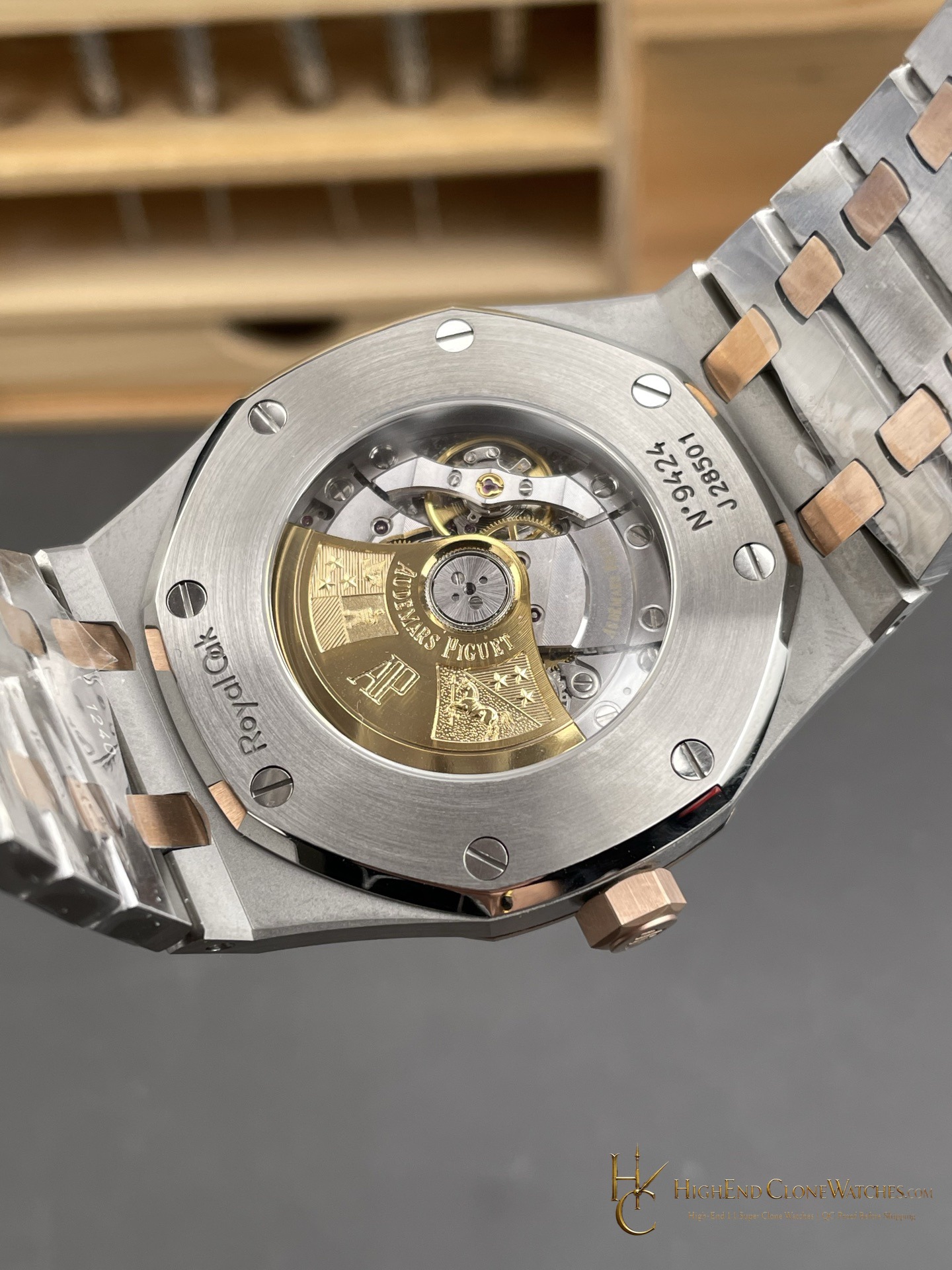 Audemars Piguet Royal Oak Rose Gold 15450SR White Dial 37mm super clone watch bracelet or strap fit