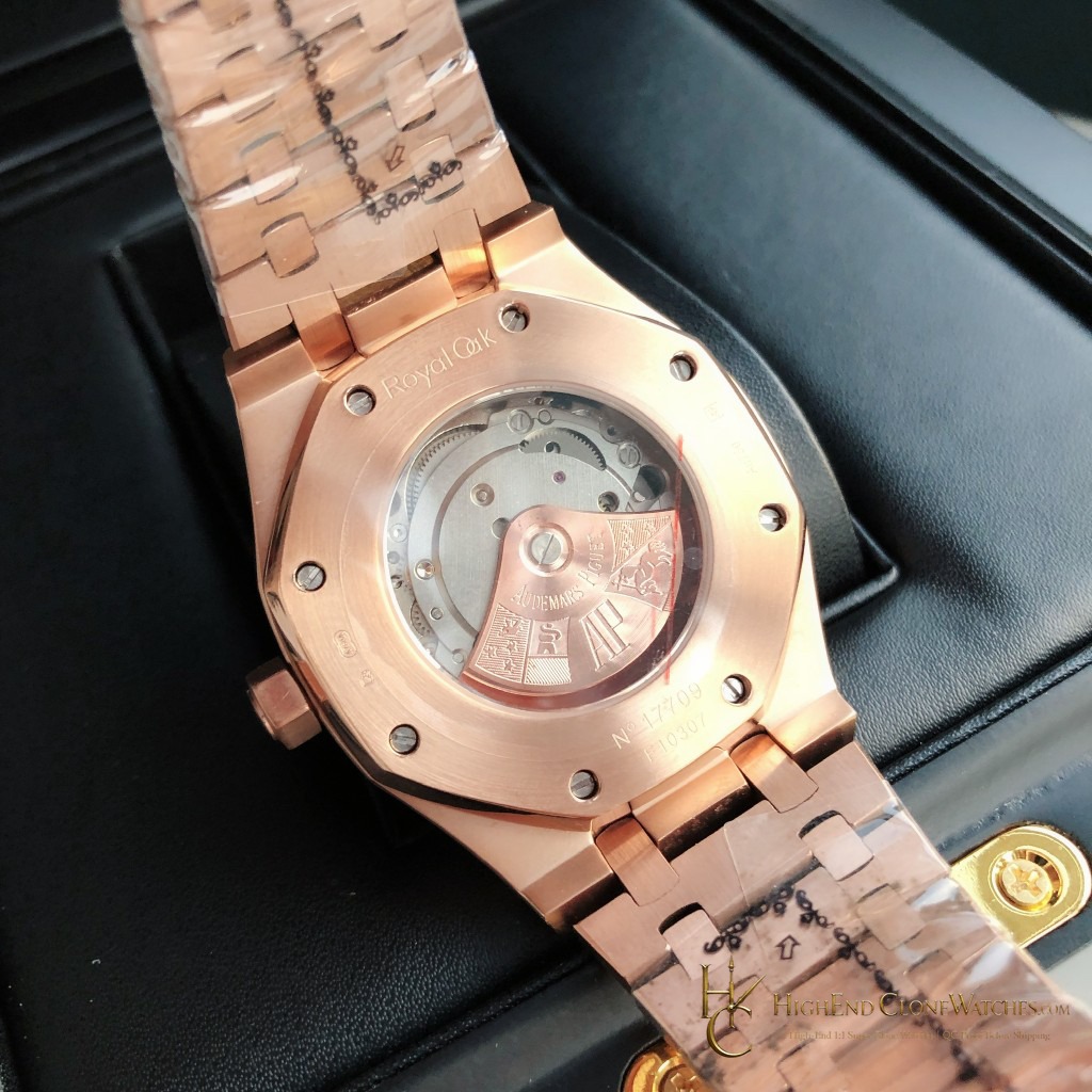 Audemars Piguet Royal Oak Rose Gold 15500 Black Dial super clone watch wrist shot