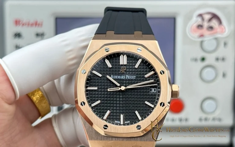 Audemars Piguet Royal Oak Rose Gold 15500 Black Dial super clone watch front view