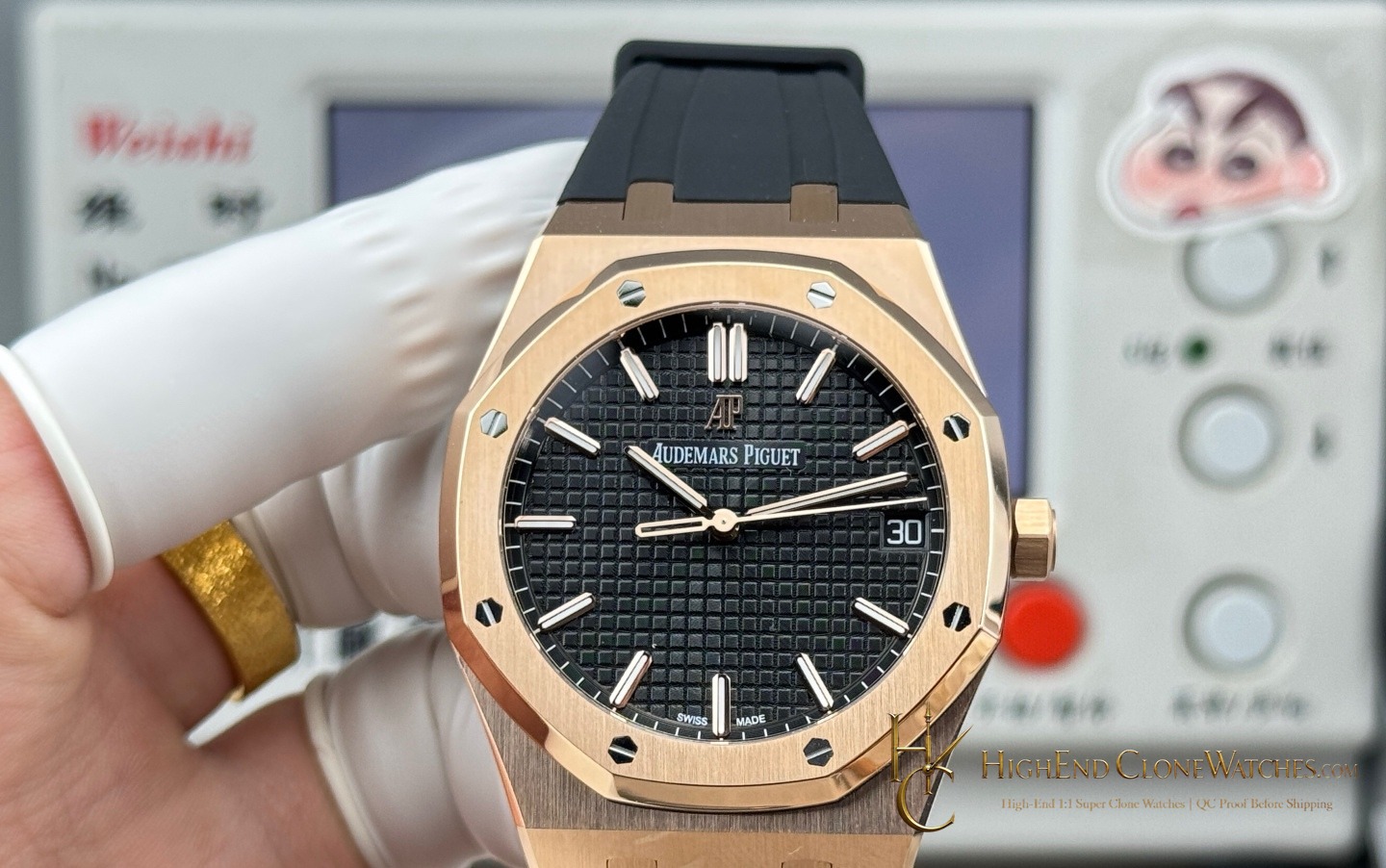 Audemars Piguet Royal Oak Rose Gold 15500 Black Dial super clone watch front view