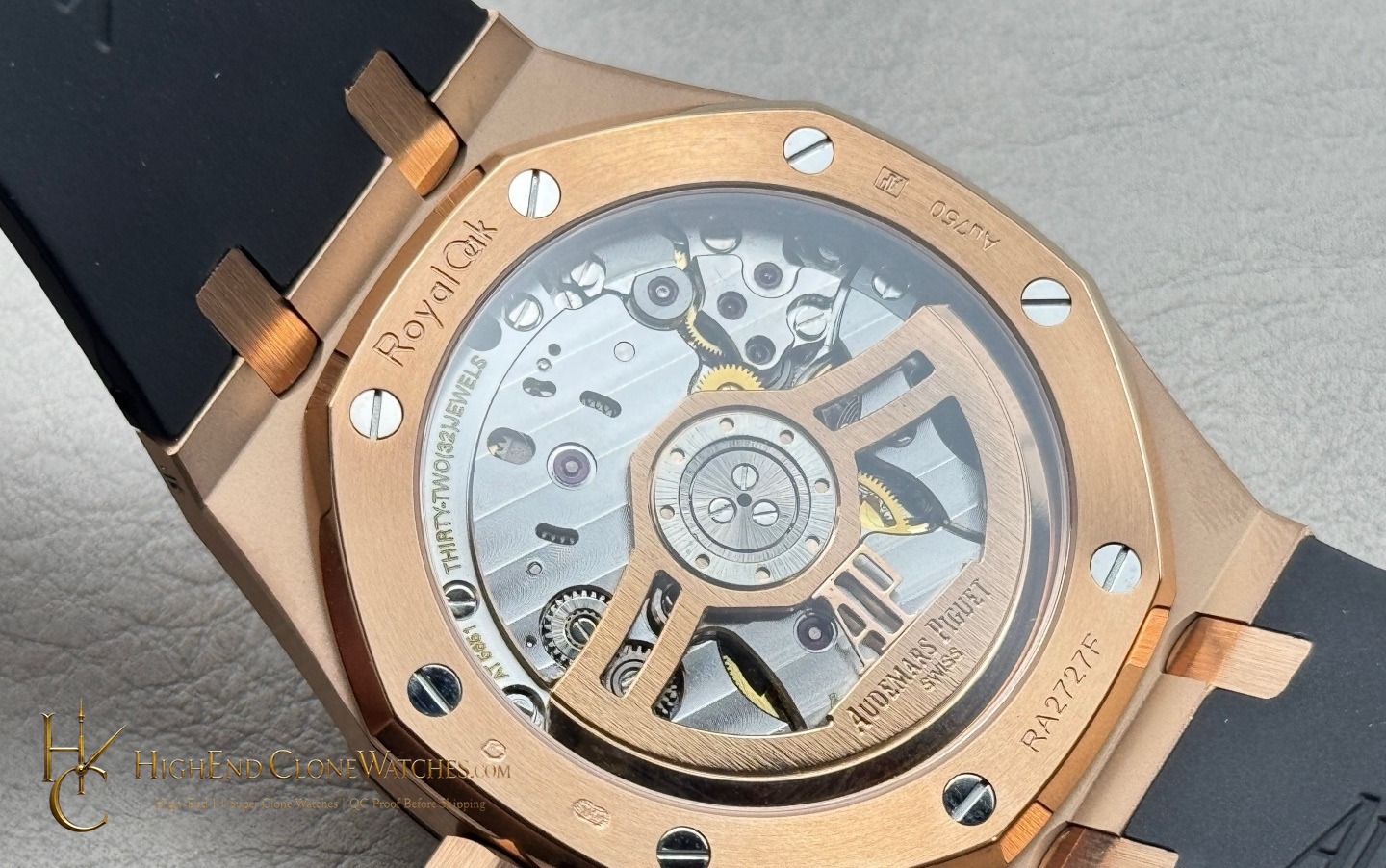 Audemars Piguet Royal Oak Rose Gold 15500 Black Dial super clone watch wrist shot