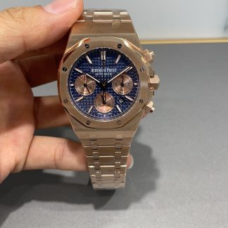Audemars Piguet Royal Oak Rose Gold 26239 Blue Dial super clone watch front view