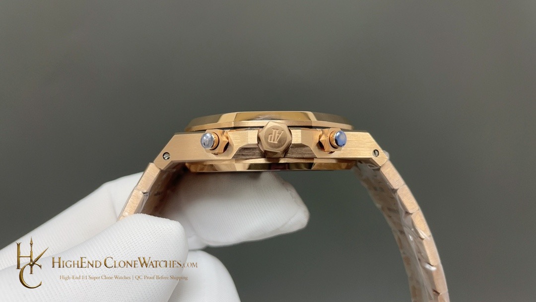 Audemars Piguet Royal Oak Rose Gold 26240 Black Dial super clone watch side case profile