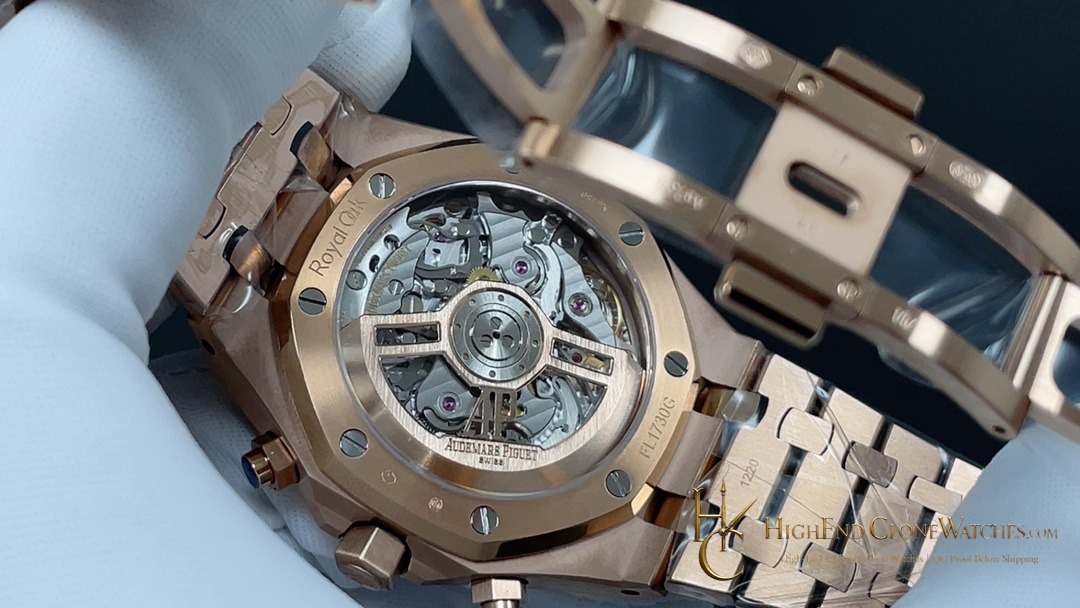 Audemars Piguet Royal Oak Rose Gold 26240 Black Dial super clone watch clasp detail