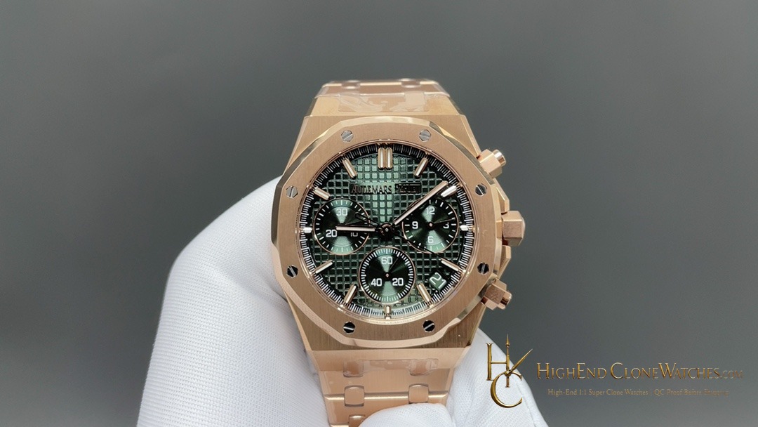 Audemars Piguet Royal Oak Rose Gold 26240 Green Dial super clone watch front view