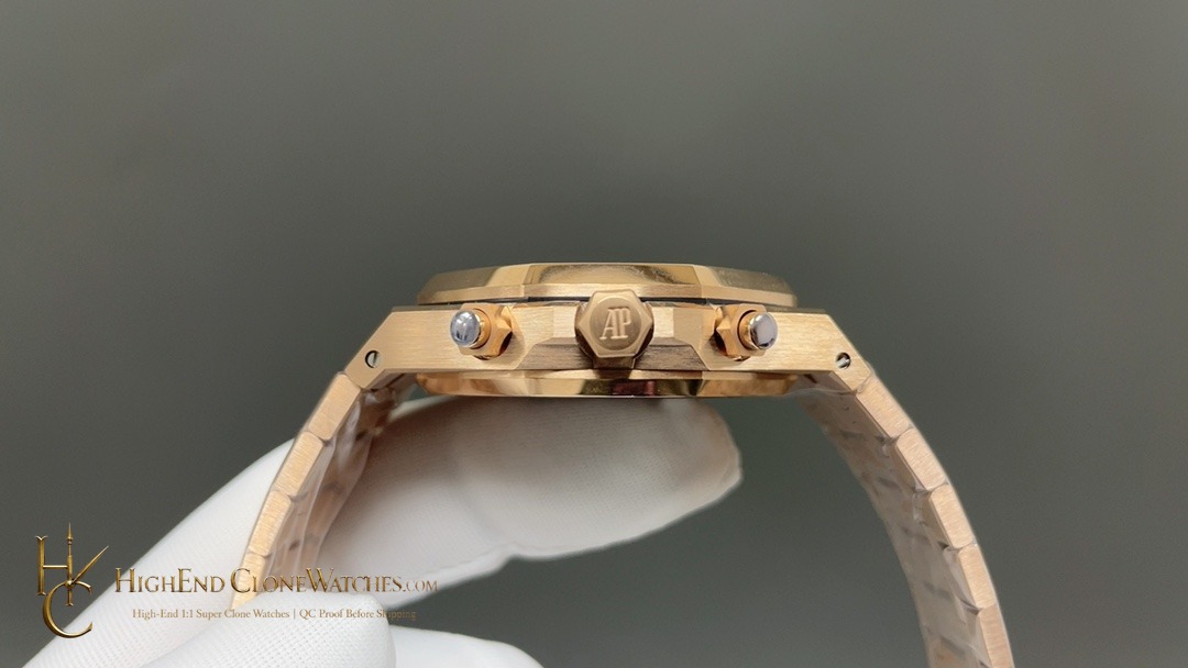 Audemars Piguet Royal Oak Rose Gold 26240 Green Dial super clone watch side case profile