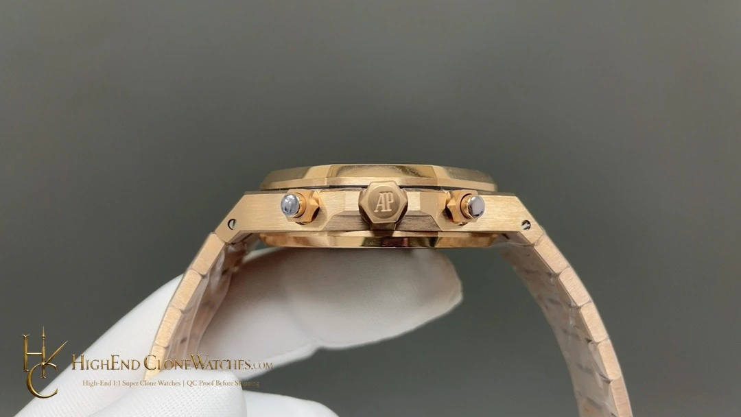 Audemars Piguet Royal Oak Rose Gold 26240 Green Dial super clone watch side case profile