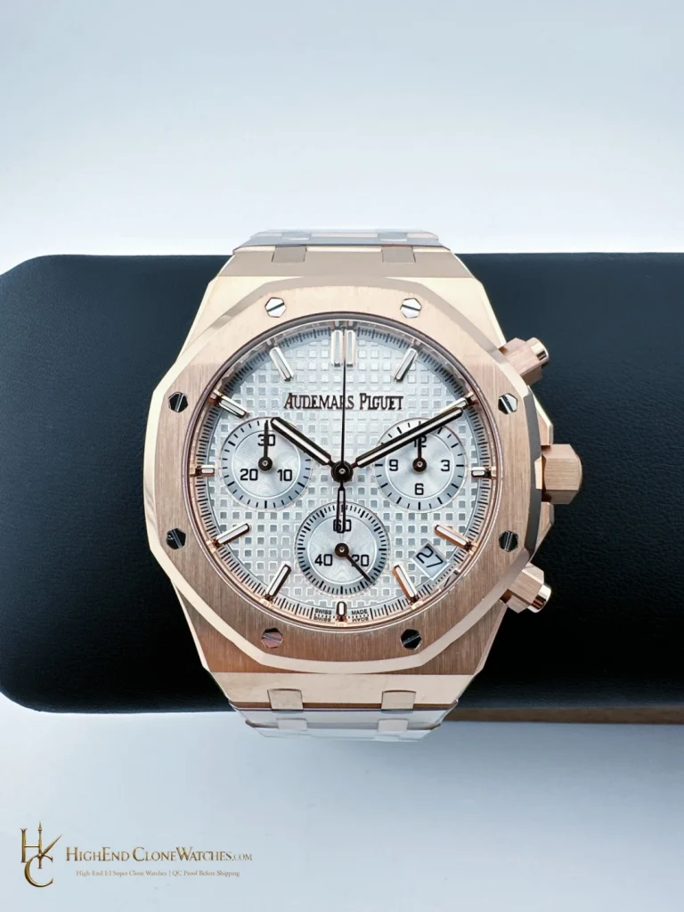Audemars Piguet Royal Oak Rose Gold 26240 White Dial super clone watch front view