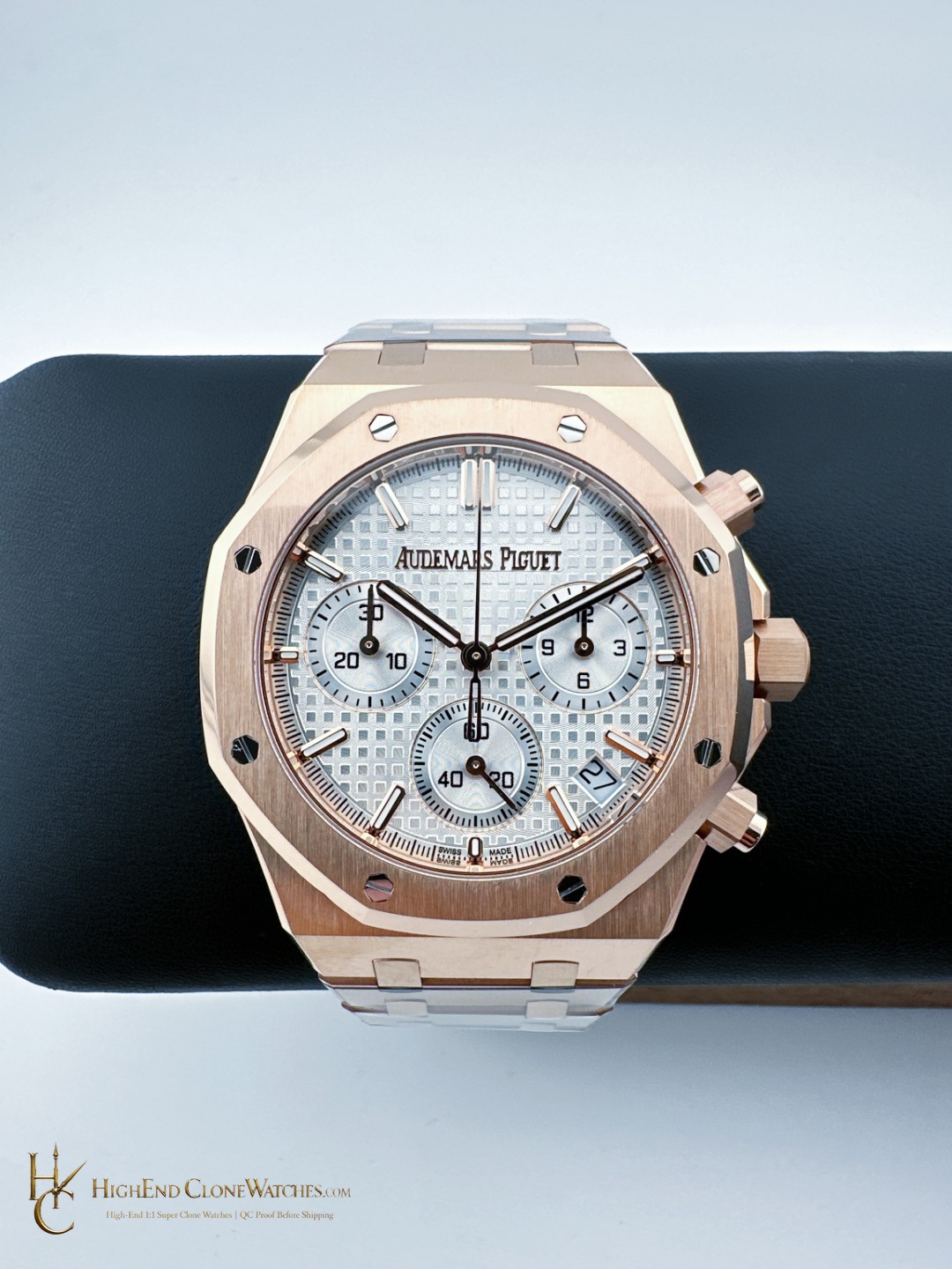 Audemars Piguet Royal Oak Rose Gold 26240 White Dial super clone watch front view