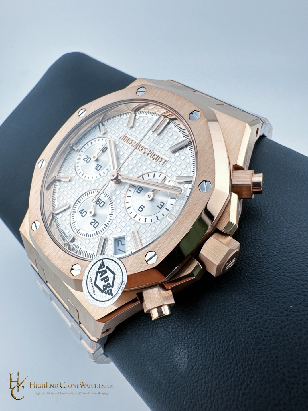 Audemars Piguet Royal Oak Rose Gold 26240 White Dial super clone watch caseback detail