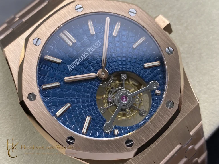 Audemars Piguet Royal Oak Rose Gold 26522OR Blue Tourbillon Dial 41mm super clone watch dial detail