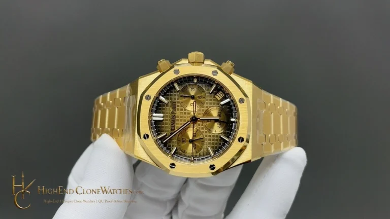 Audemars Piguet Royal Oak Smoked Gold Dial 26240BA Selfwinding Chronograph super clone watch dial detail