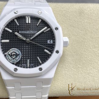 Audemars Piguet Royal Oak White Ceramic 15500 Black Dial 41mm super clone watch front view