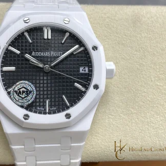 Audemars Piguet Royal Oak White Ceramic 15500 Black Dial 41mm super clone watch front view