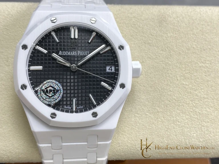 Audemars Piguet Royal Oak White Ceramic 15500 Black Dial 41mm super clone watch front view