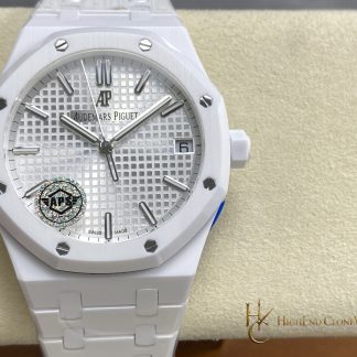Audemars Piguet Royal Oak White Ceramic 15500 White Dial 41mm super clone watch front view