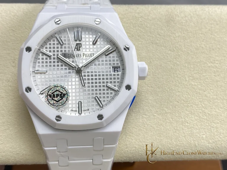 Audemars Piguet Royal Oak White Ceramic 15500 White Dial 41mm super clone watch front view