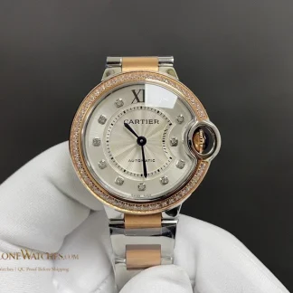 Cartier Ballon Bleu W3BB0023 silver dial and stone-set bezel