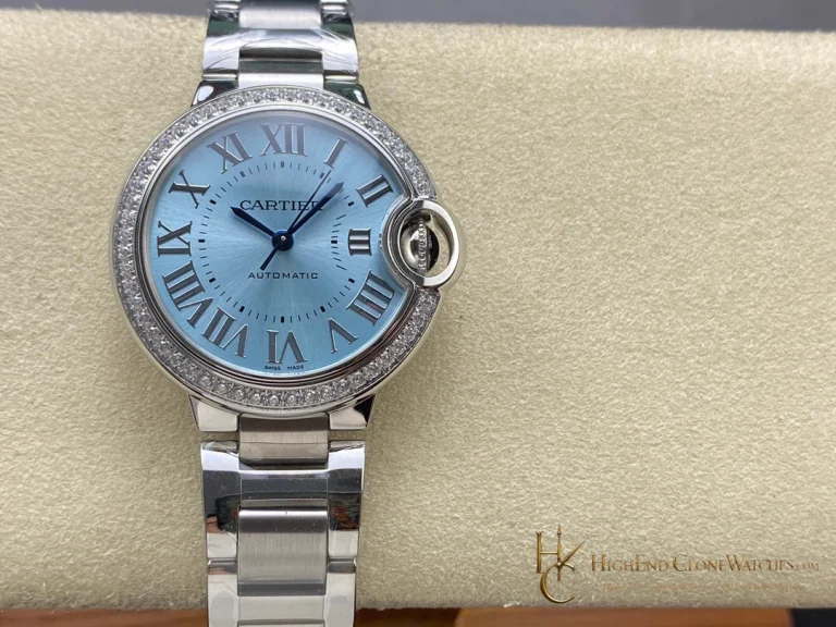 Cartier Ballon Bleu W4BB0028 ice-blue sunray dial front view