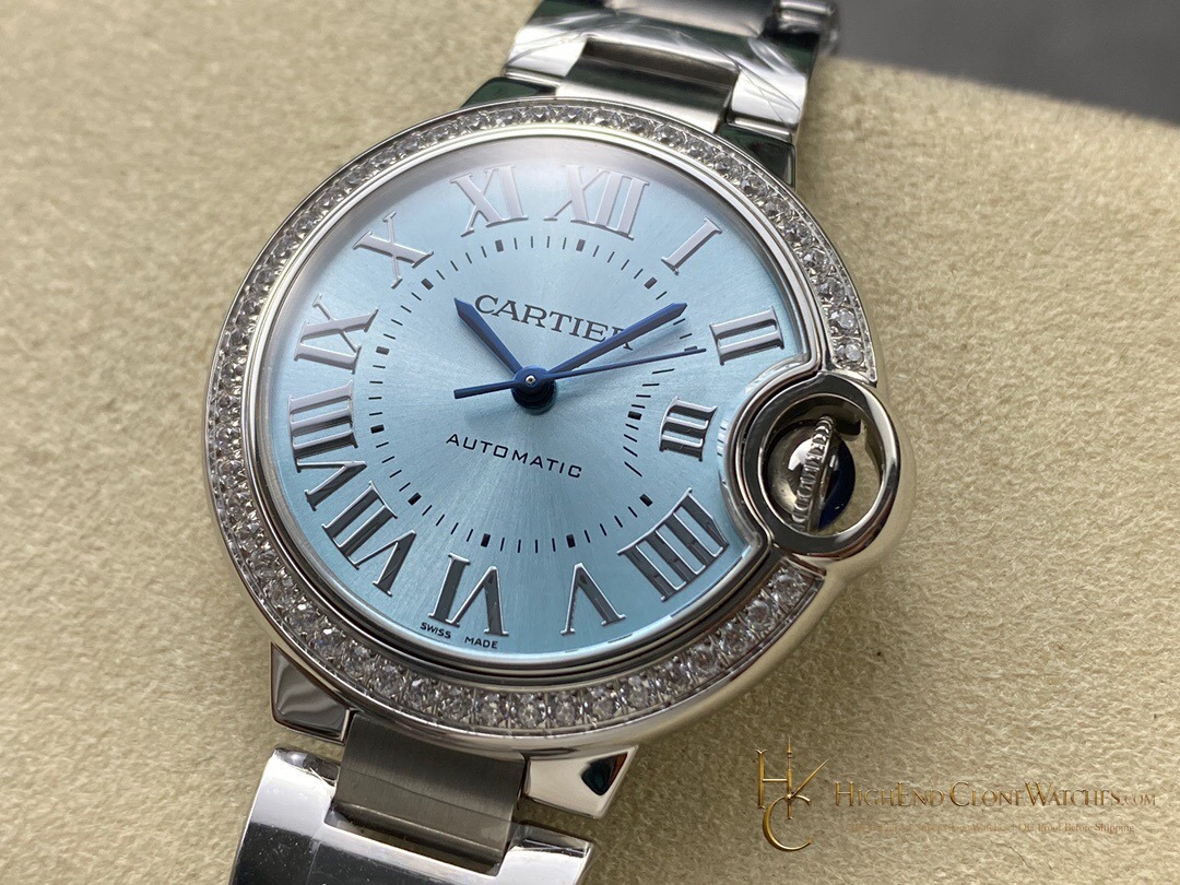 Cartier Ballon Bleu de Cartier W4BB0028 dial and bezel detail super clone watch