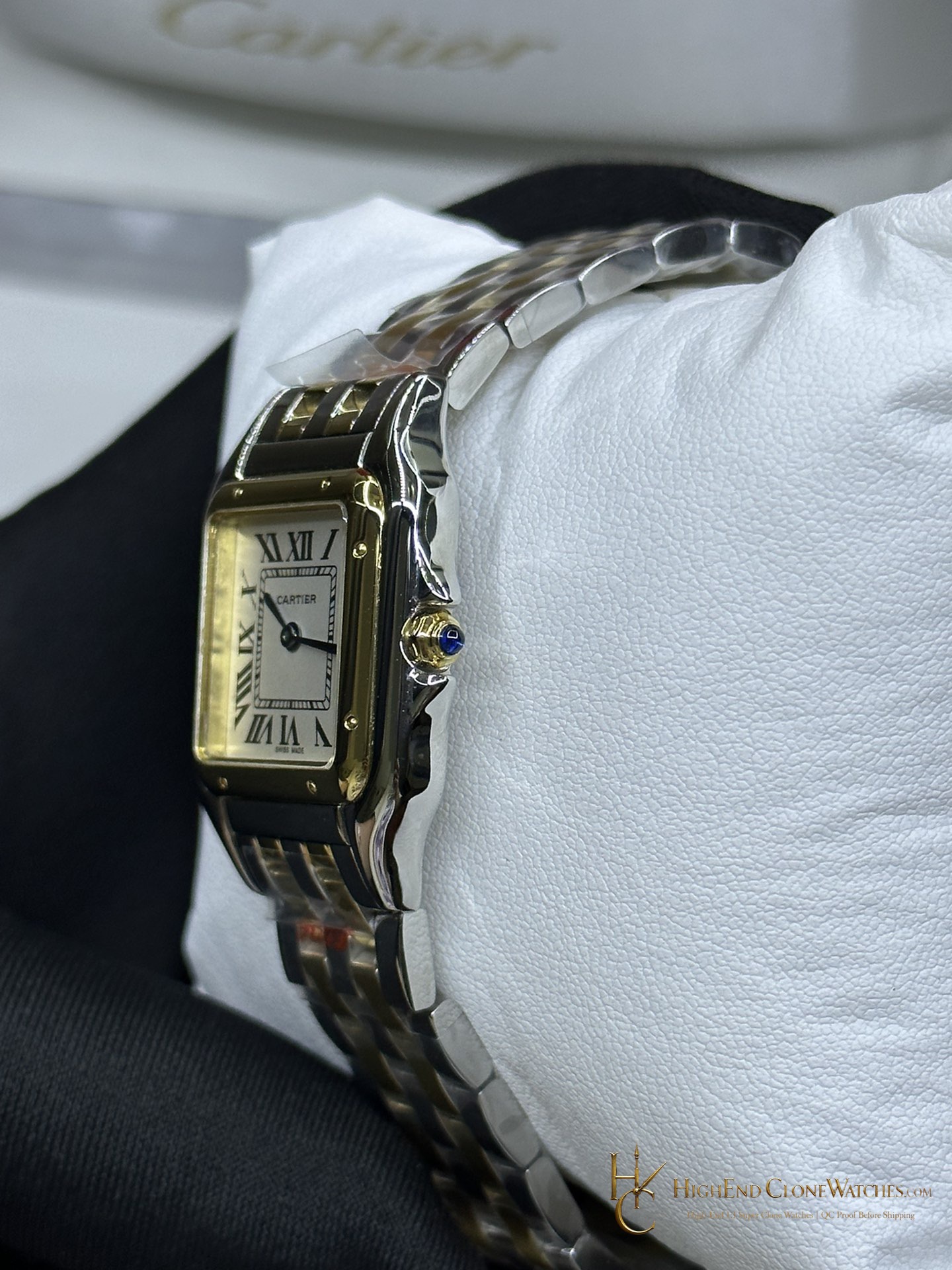 Cartier Panthere de Cartier W2PN0013 crown and case detail super clone watch