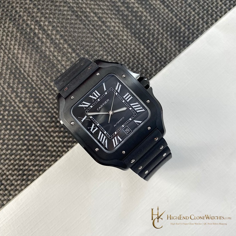 Cartier Santos de Cartier Large WSSA0039 crown and case detail super clone watch