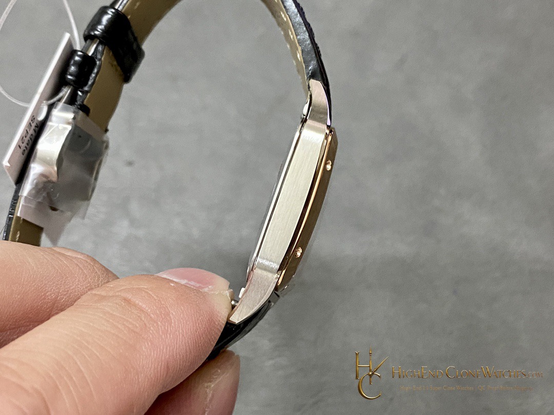 Cartier Santos-Dumont Large W2SA0012 crown and case detail super clone watch