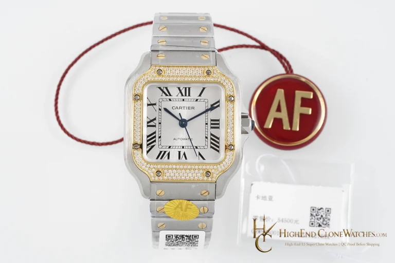 Cartier Santos-Dumont 35.1mm silver dial diamond bezel super clone watch