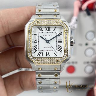 Cartier Santos-Dumont angled dial view super clone watch