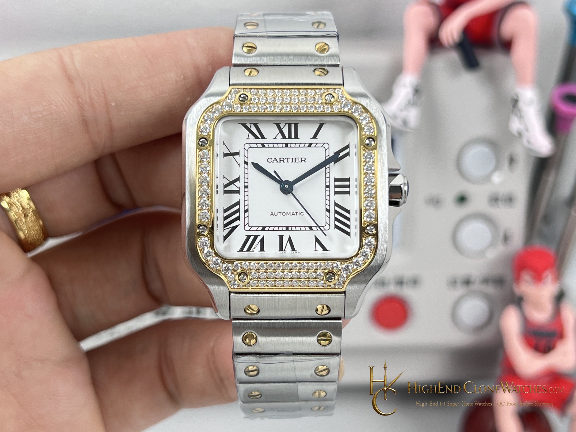 Cartier Santos-Dumont angled dial view super clone watch