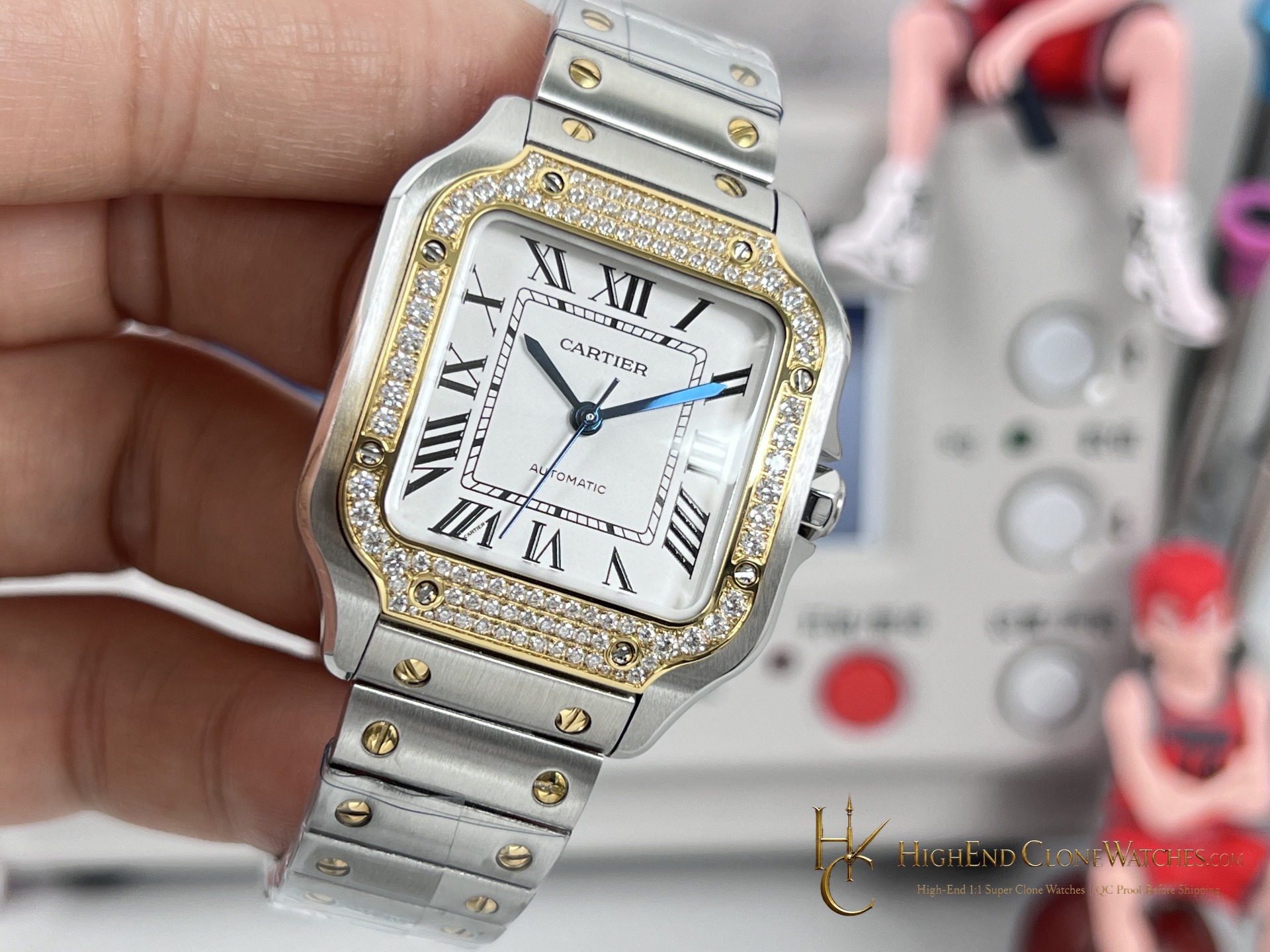 Cartier Santos-Dumont dial and bezel detail super clone watch