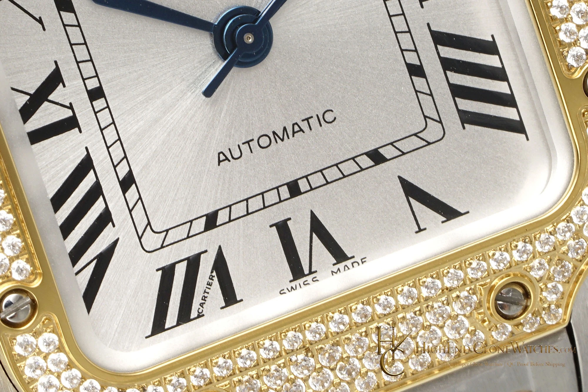 Cartier Santos-Dumont 35.1mm silver dial diamond bezel super clone watch - product view 5