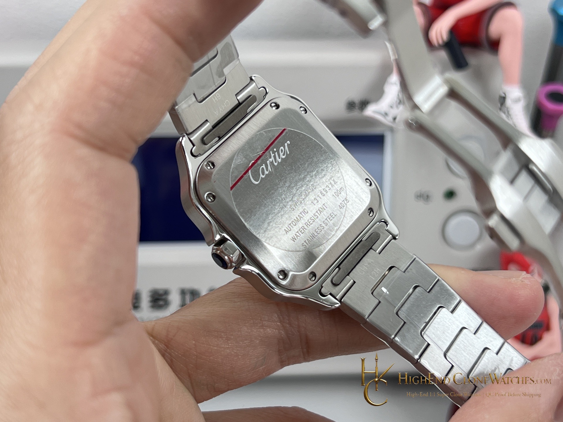 Cartier Santos-Dumont caseback view super clone watch