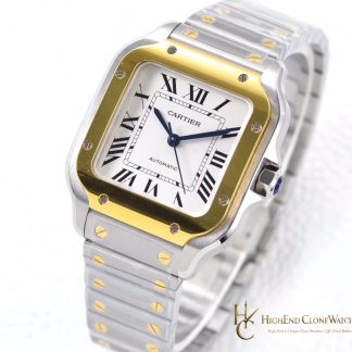 Cartier Santos de Cartier Medium W2SA0016 angled dial view super clone watch