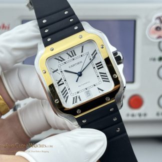 Cartier Santos de Cartier Large W2SA0009 angled dial view super clone watch